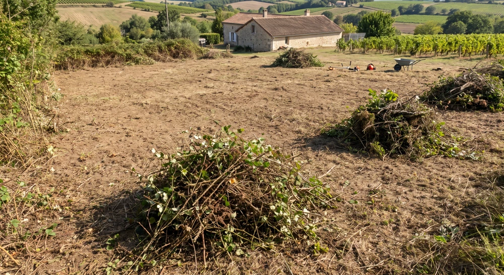 Vaste prairie verdoyante parsemée de fleurs jaunes sauvages sous ciel bleu avec nuages blancs